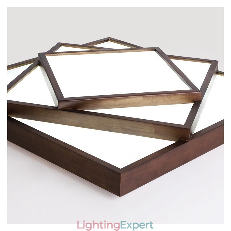 3 Tiers Square Black Walnut Wood Modern Contemporary Nordic Style Flush Mount Wood Ceiling Light Also Can Be Used As Wall Light