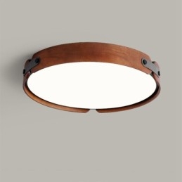 Nordic Round Simple Black Walnut Wood Flush Mounted Ceiling Light