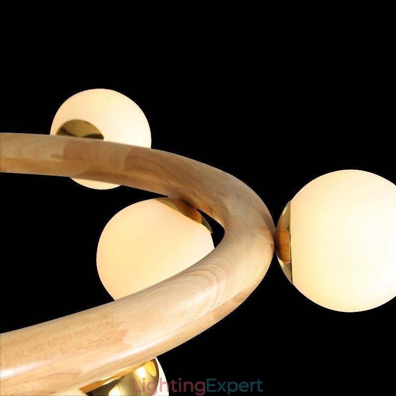 Nordic Ring Simple Modern Wood Pendant Chandelier with Bean Shades