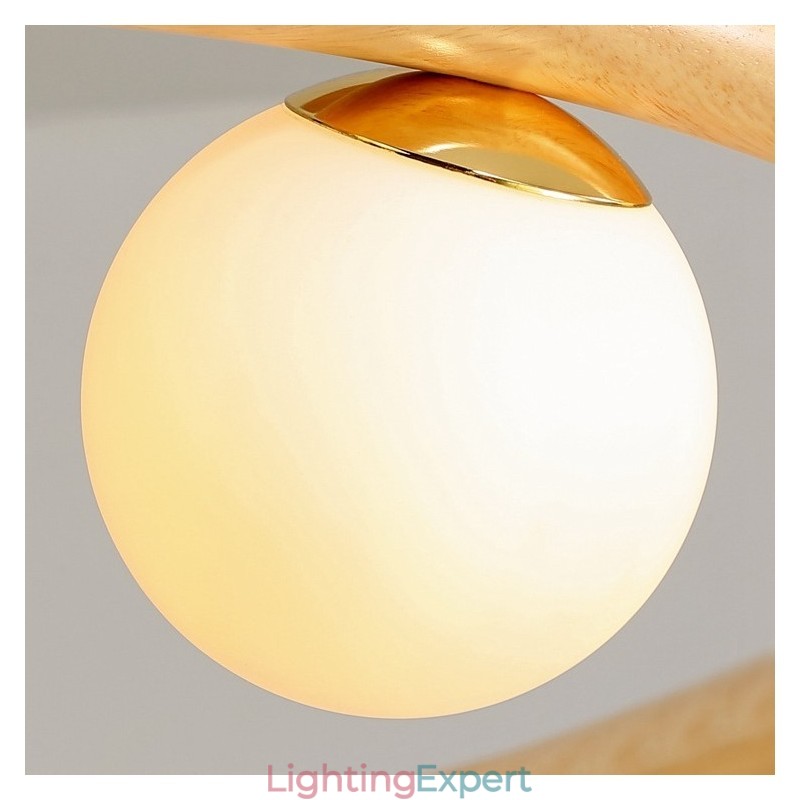 Nordic Ring Simple Modern Wood Pendant Chandelier with Bean Shades