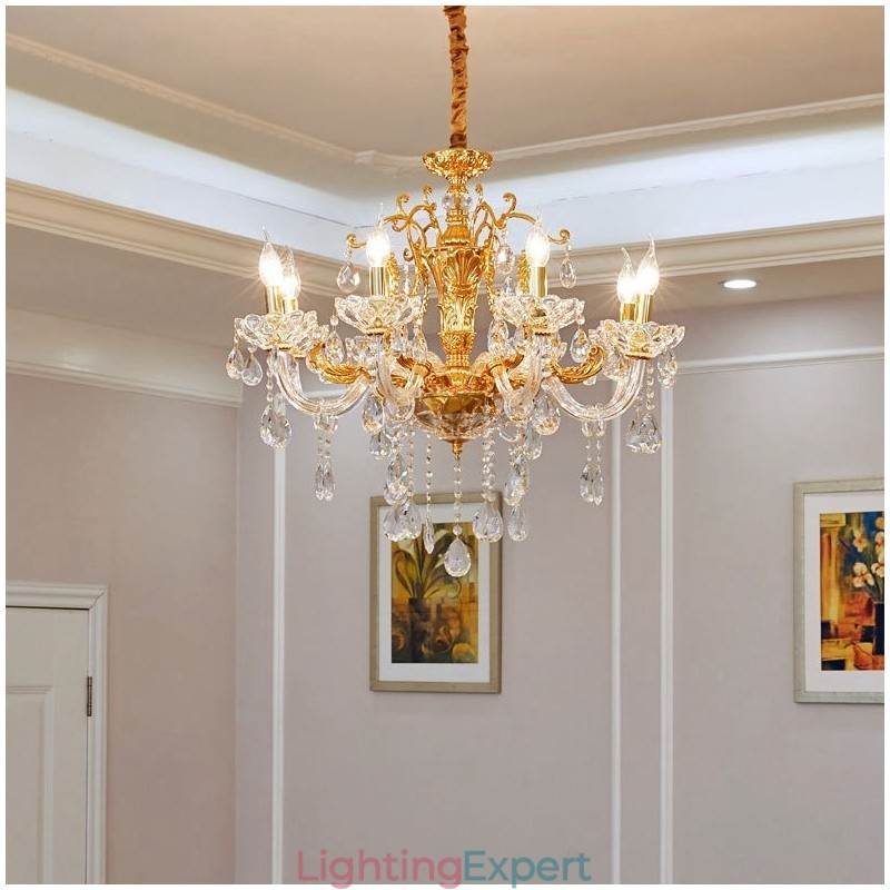 6 Light 8 Light Luxury Gold Colour Crystal Candle Chandelier