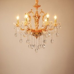 6 Light 8 Light Luxury Gold Colour Crystal Candle Chandelier