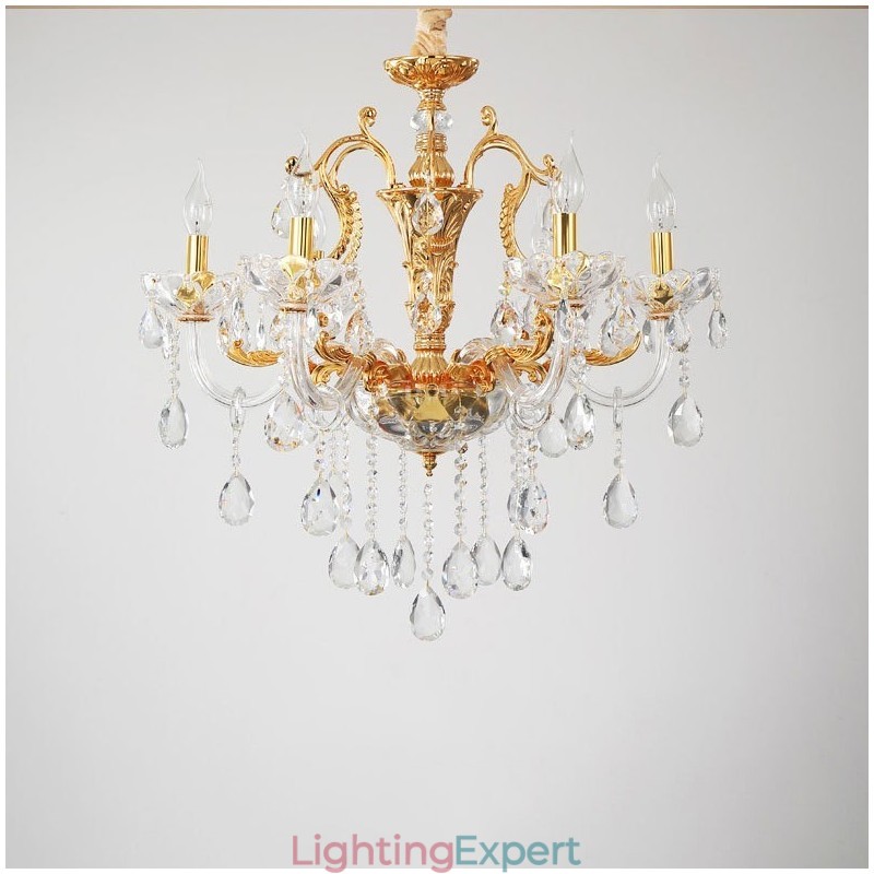 6 Light 8 Light Luxury Gold Colour Crystal Candle Chandelier