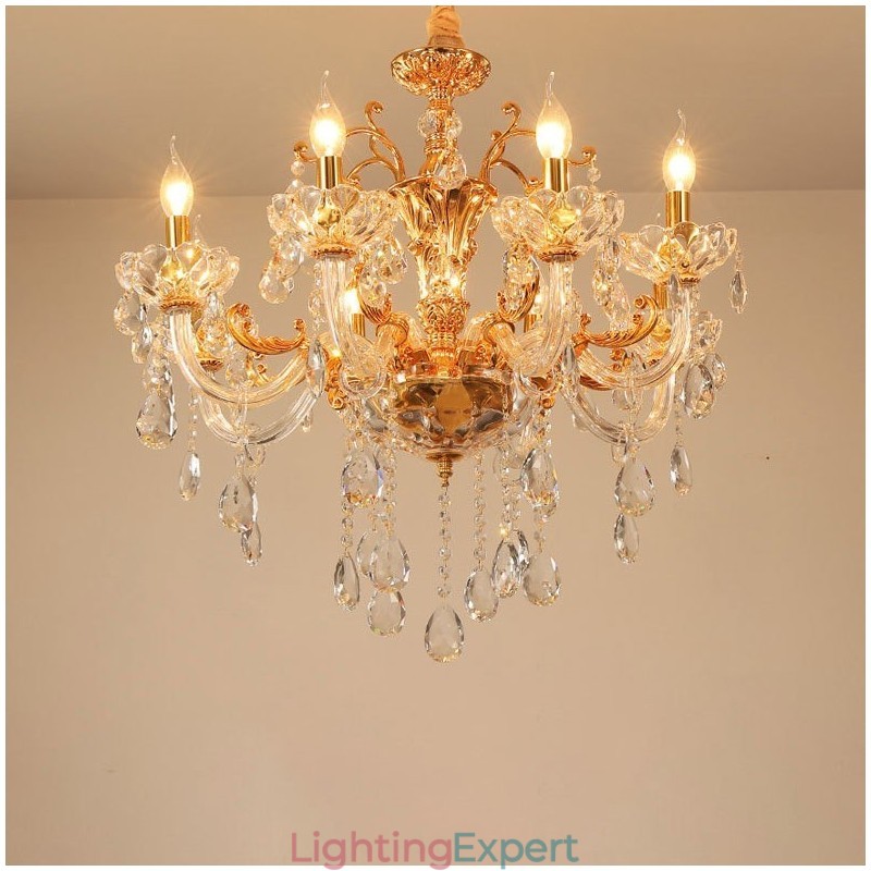 6 Light 8 Light Luxury Gold Colour Crystal Candle Chandelier