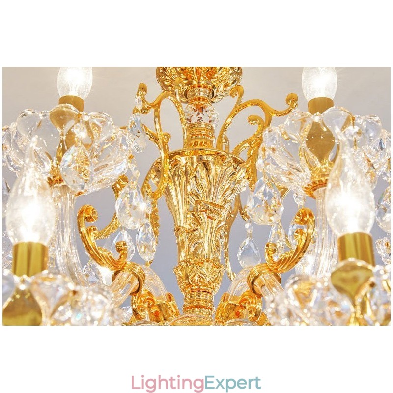 6 Light 8 Light Luxury Gold Colour Crystal Candle Chandelier