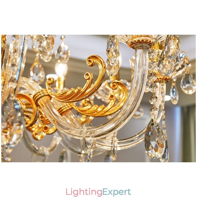 6 Light 8 Light Luxury Gold Colour Crystal Candle Chandelier