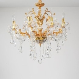 18 Light Two Tiers Luxury Gold Colour Crystal Candle Chandelier