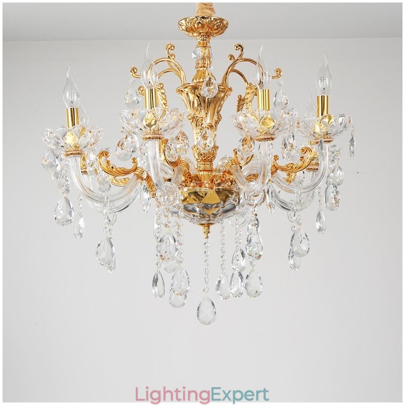 18 Light Two Tiers Luxury Gold Colour Crystal Candle Chandelier