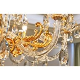 18 Light Two Tiers Luxury Gold Colour Crystal Candle Chandelier