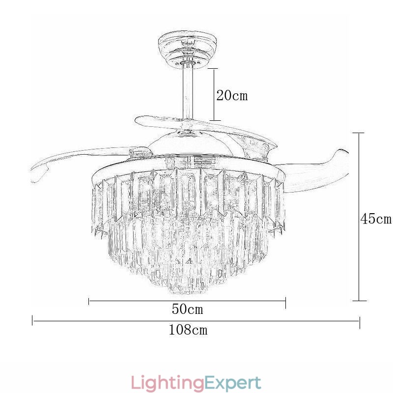 Retractable Ceiling Fan Light Crystal Ceiling Fan