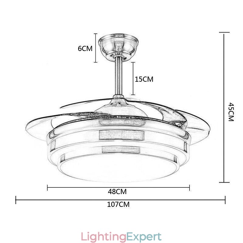 Modern Ceiling Fan Lamp ABS Fan Blade Acrylic Lighting