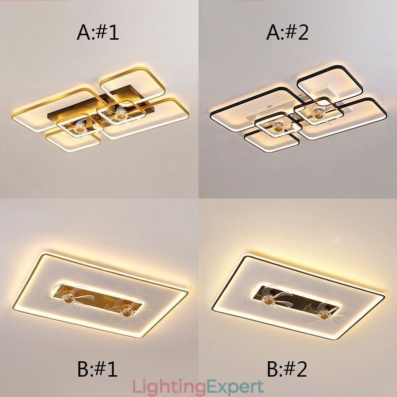 Ceiling Fan with Lights Decor Ventilator Acrylic Lamp
