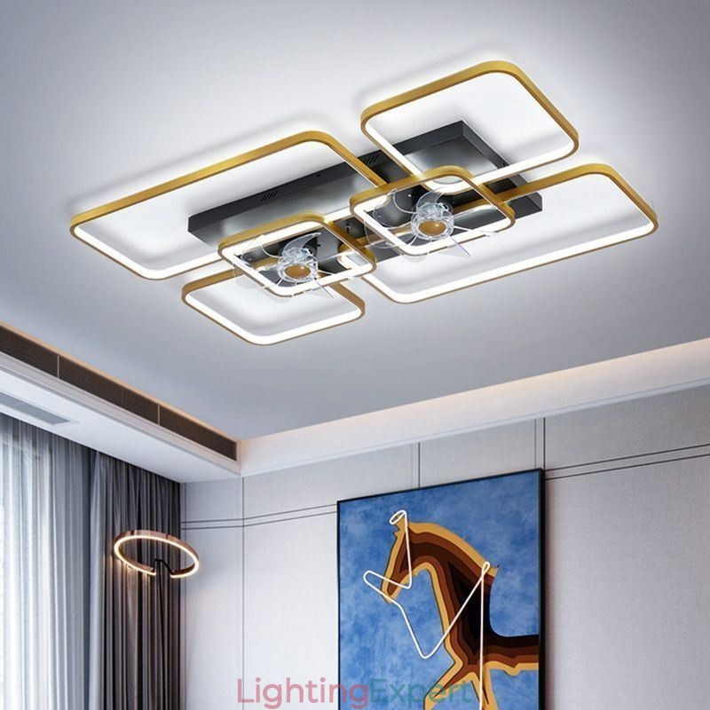 Ceiling Fan with Lights Decor Ventilator Acrylic Lamp