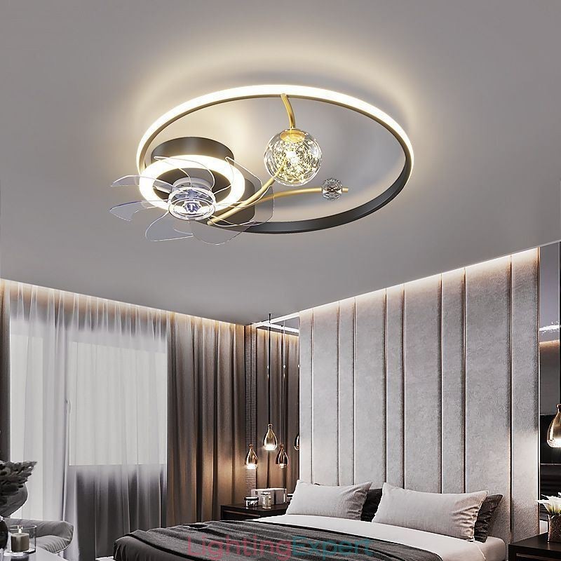 Ceiling Fan with Lights Decor Ventilator Lamp Acrylic