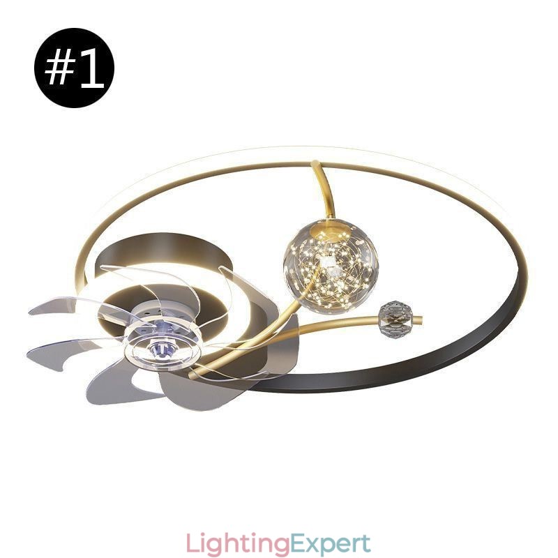 Ceiling Fan with Lights Decor Ventilator Lamp Acrylic