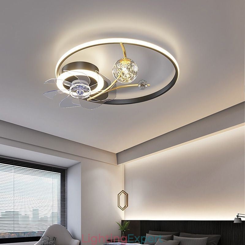 Ceiling Fan with Lights Decor Ventilator Lamp Acrylic