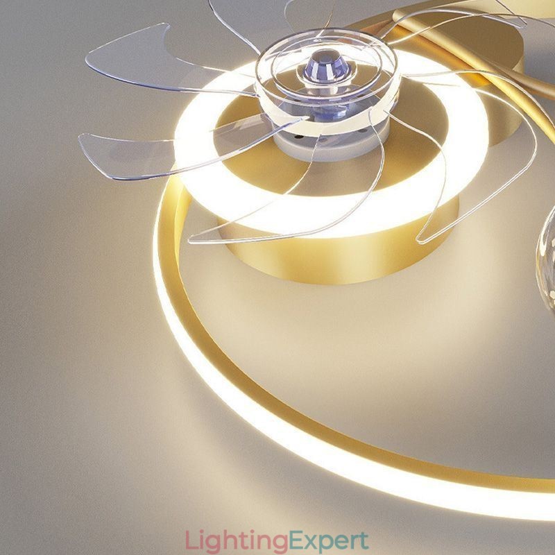 Ceiling Fan with Lights Decor Ventilator Lamp Acrylic