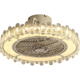 Crystal Ceiling Fan Light Gold Round Ceiling Lamp