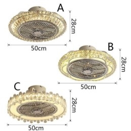 Crystal Ceiling Fan Light Gold Round Ceiling Lamp
