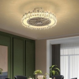 Crystal Ceiling Fan Light Gold Round Ceiling Lamp