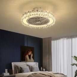 Crystal Ceiling Fan Light Gold Round Ceiling Lamp