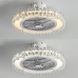 Crystal Ceiling Fan Light Gold Round Ceiling Lamp