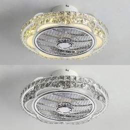 Crystal Ceiling Fan Light Gold Round Ceiling Lamp