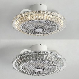 Crystal Ceiling Fan Light Gold Round Ceiling Lamp