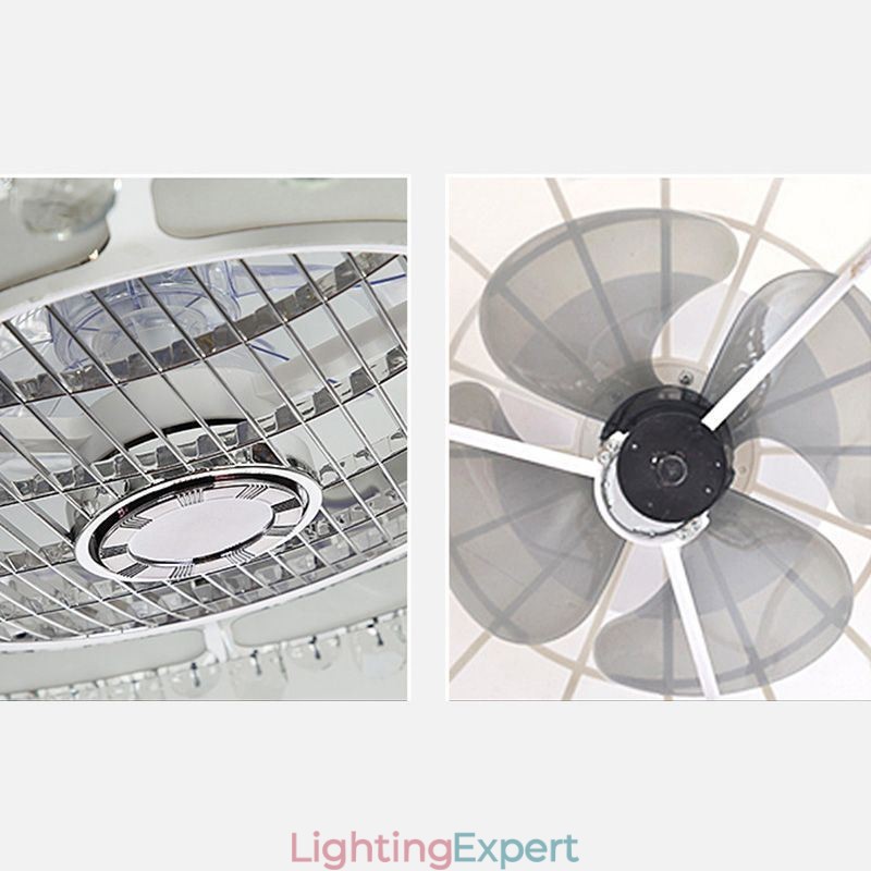 Crystal Ceiling Fan Light Gold Round Ceiling Lamp