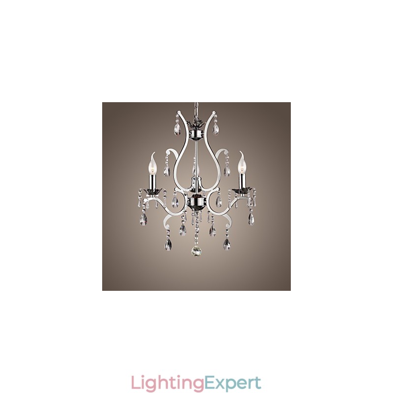 Crystal Chandelier with 3 Lights in Metal