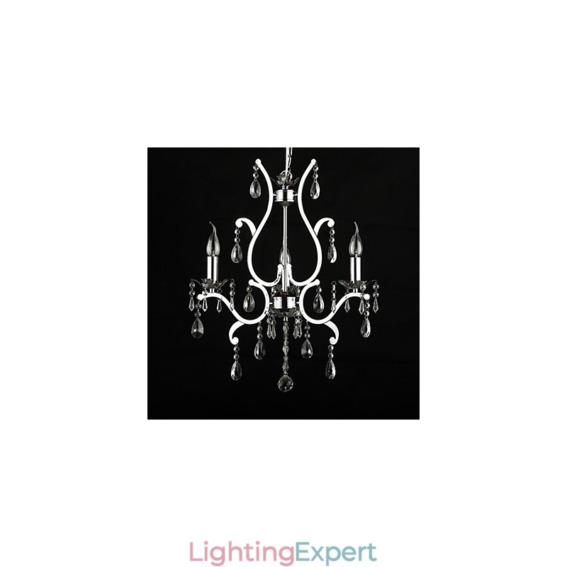 Crystal Chandelier with 3 Lights in Metal