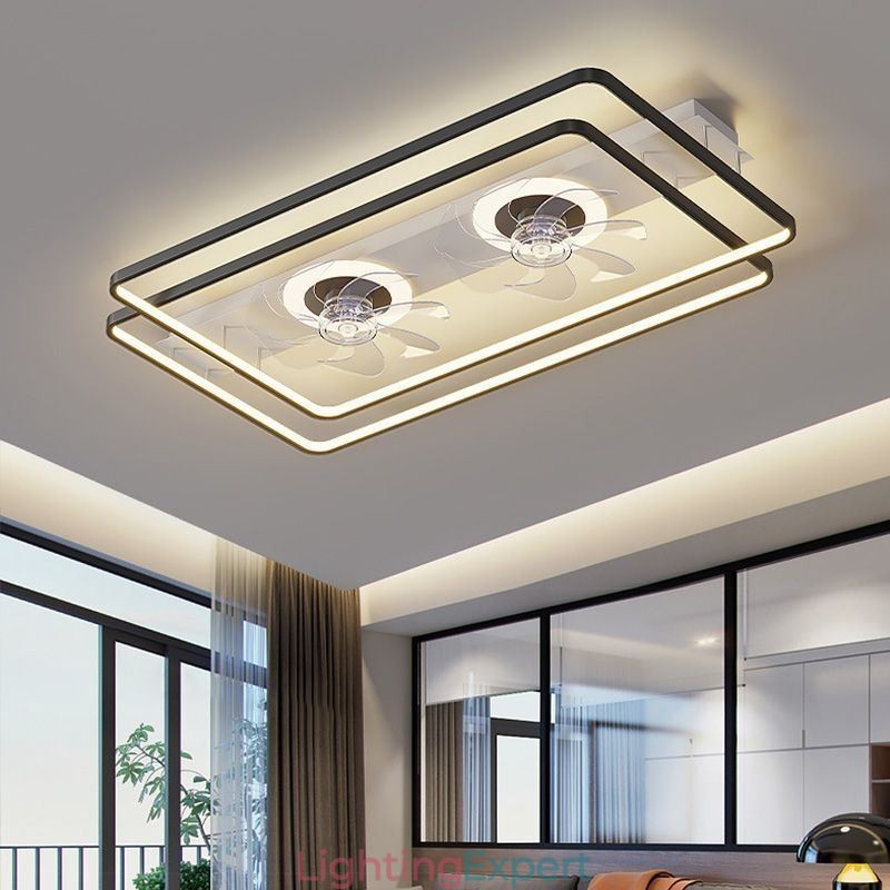 Modern Flush Mount Ceiling Fan With Lights Remote Control