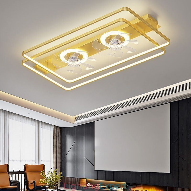 Modern Flush Mount Ceiling Fan With Lights Remote Control