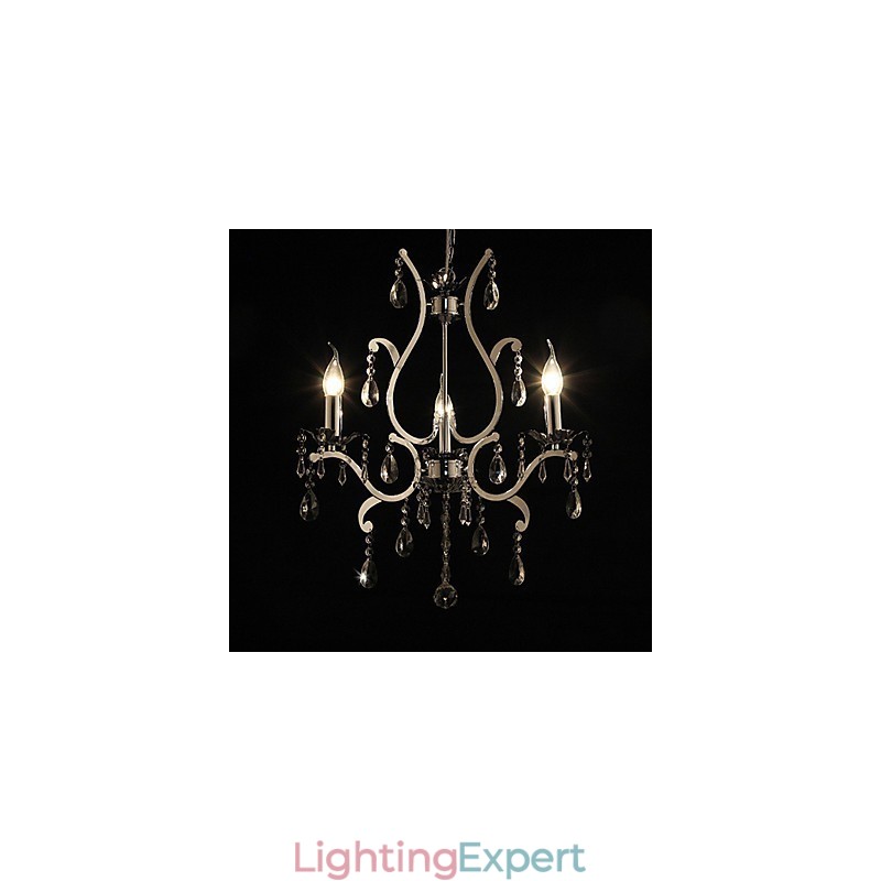 Crystal Chandelier with 3 Lights in Metal