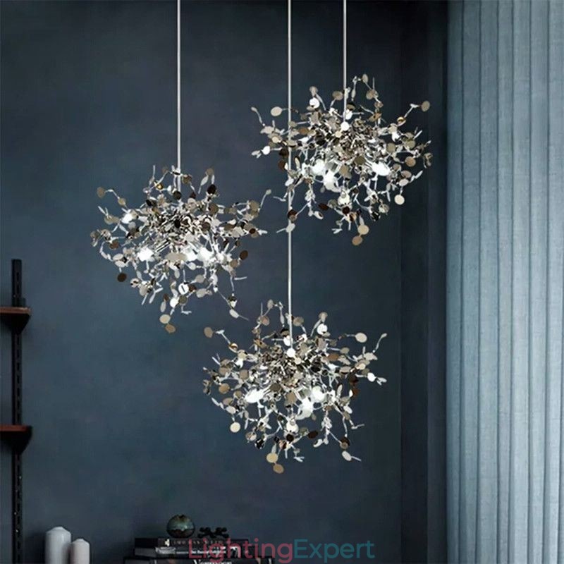 3 Lights Chandelier Light Stainless Steel Pendant Lighting Ceiling Light Fixture
