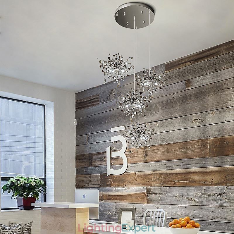 Sequin Chandelier Stainless Steel Pendant Lighting Dining