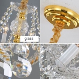 Transparent Crystal Chandelier European Gold Body Luxury Decrative Ceiling Light