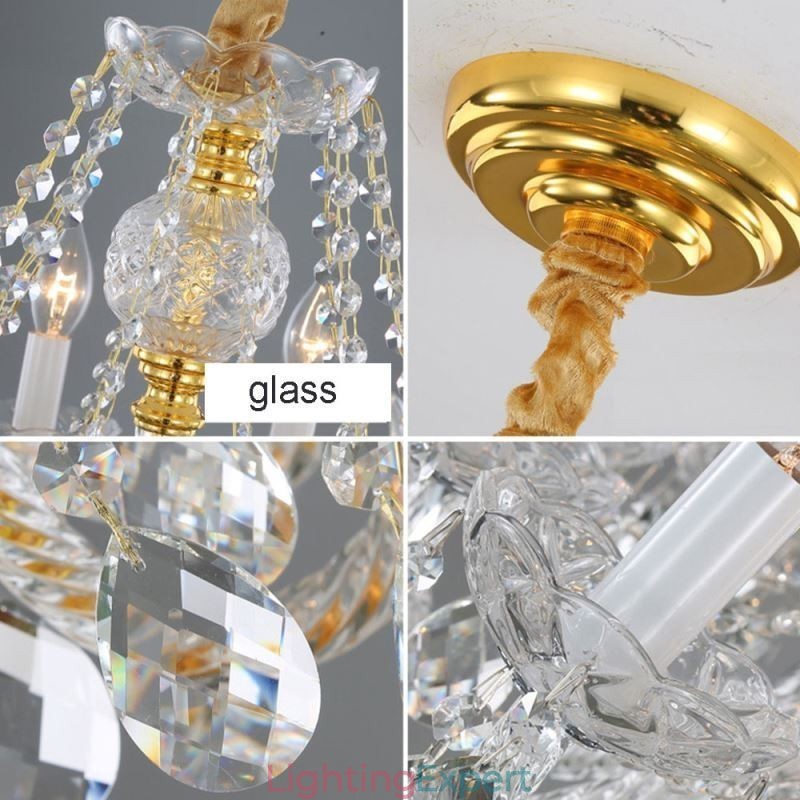 Transparent Crystal Chandelier European Gold Body Luxury Decrative Ceiling Light