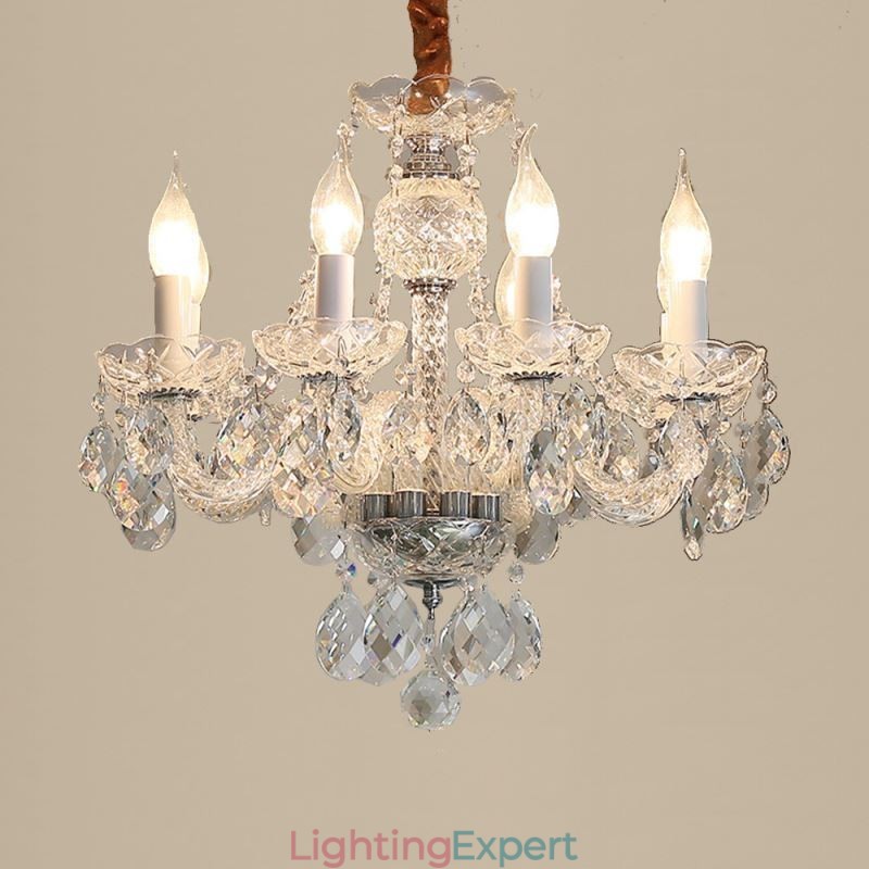European Clear Crystal Chandelier Glass Light Body 8 Lights