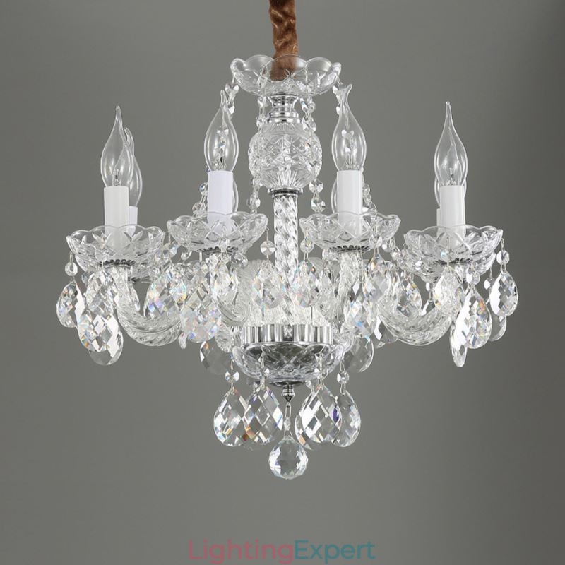 European Clear Crystal Chandelier Glass Light Body 8 Lights