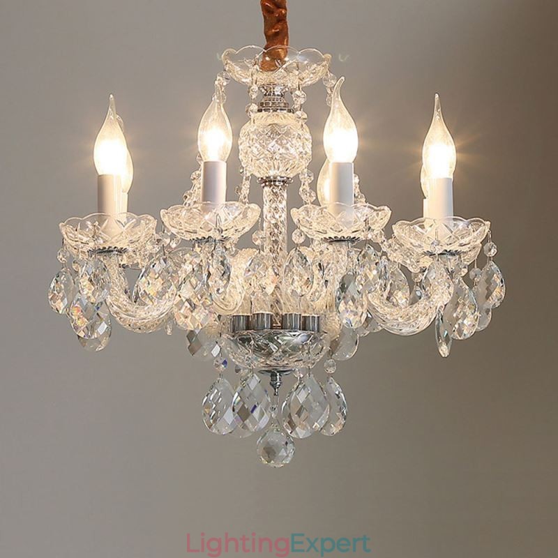 European Clear Crystal Chandelier Glass Light Body 8 Lights