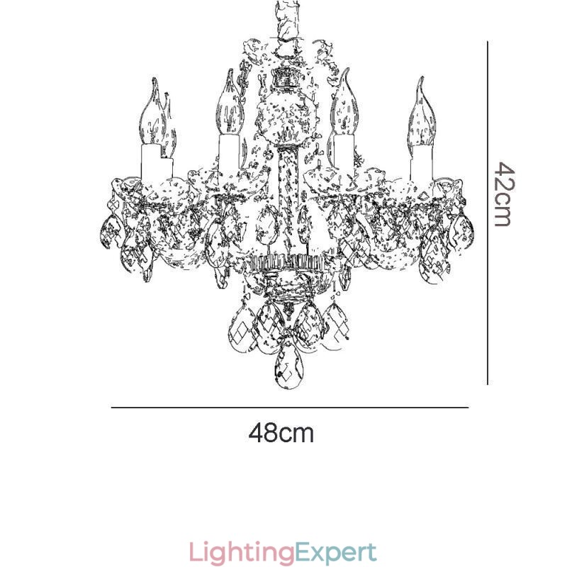 European Clear Crystal Chandelier Glass Light Body 8 Lights