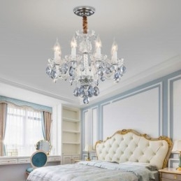 European Blue Crystal Chandelier Glass Light Body 8 Lights