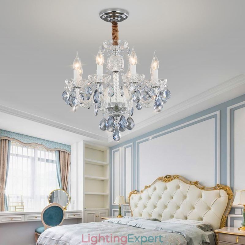 European Blue Crystal Chandelier Glass Light Body 8 Lights