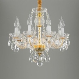 European Clear Crystal Chandelier Glass Lamp Body 8 Lights Gold Body Ceiling Lamp