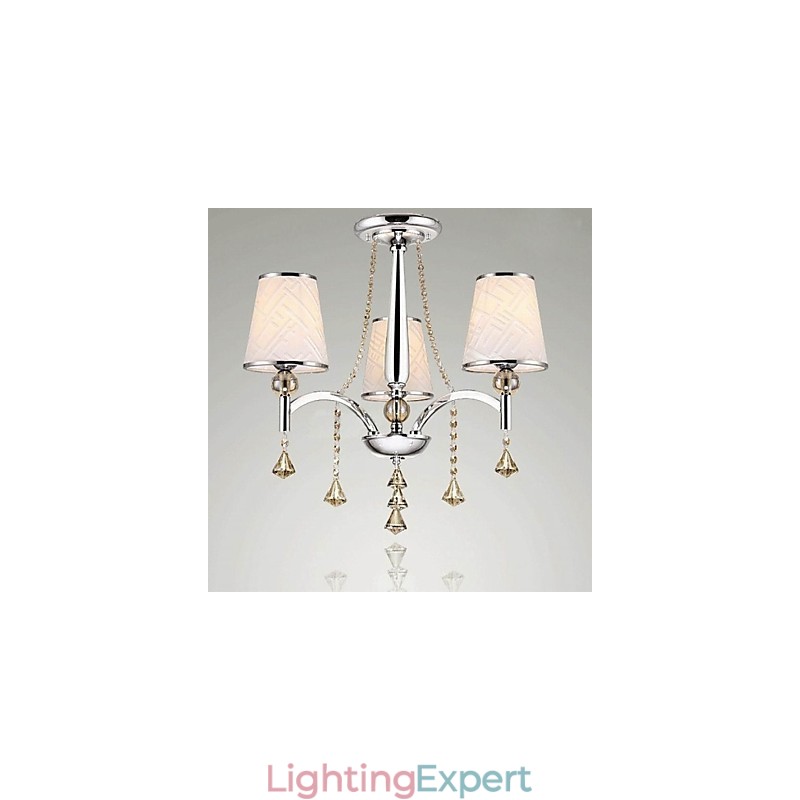 Modern Contemporary Crystal Chrome Metal Chandelier