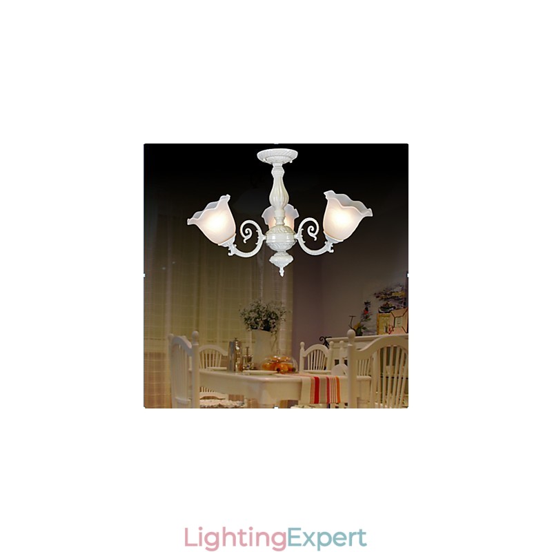 Flush Mount Three Lights White European Retro Classic
