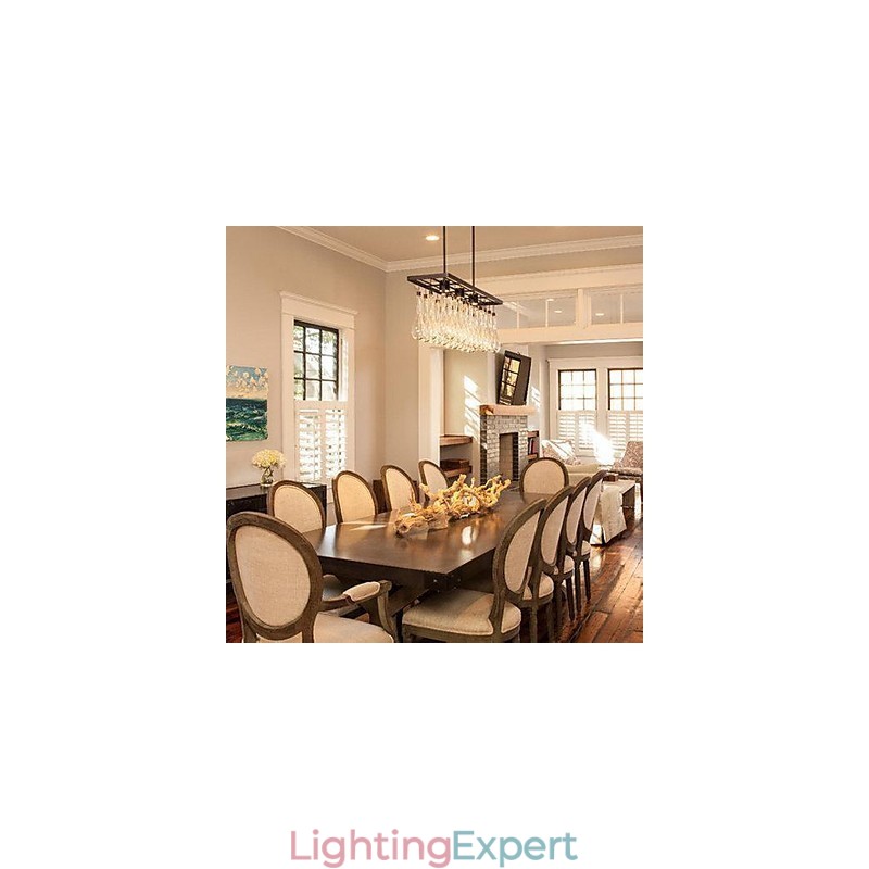 Modern Contemporary Crystal Painting Metal Chandelier