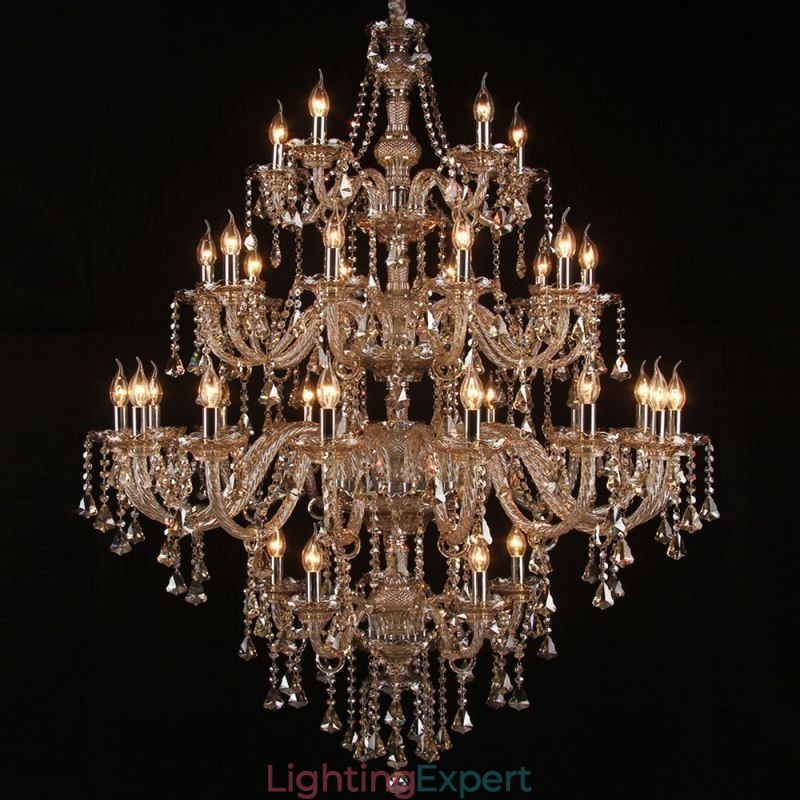 Cognac Crystal Chandelier Ceiling Light With 35 Lights