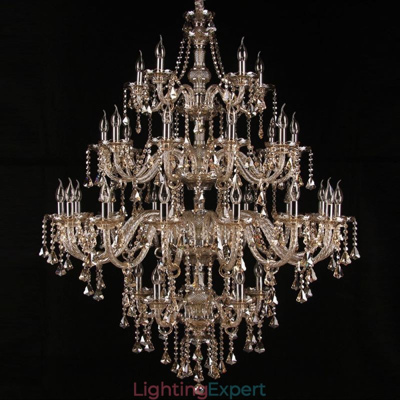 Cognac Crystal Chandelier Ceiling Light With 35 Lights